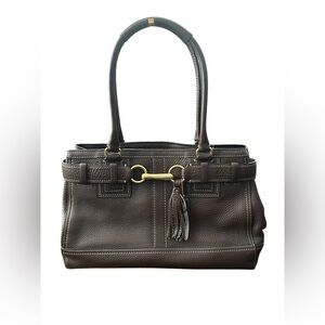 Coach Hamptons Dark Brown Pebble Leather Satchel. NWOT.